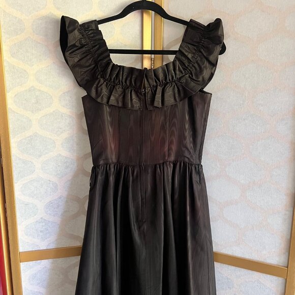 GUNNE SAX By Jessica McClintock Size 9 Black Gothic Ruffle Trim Vintage Dress - Picture 4 of 16